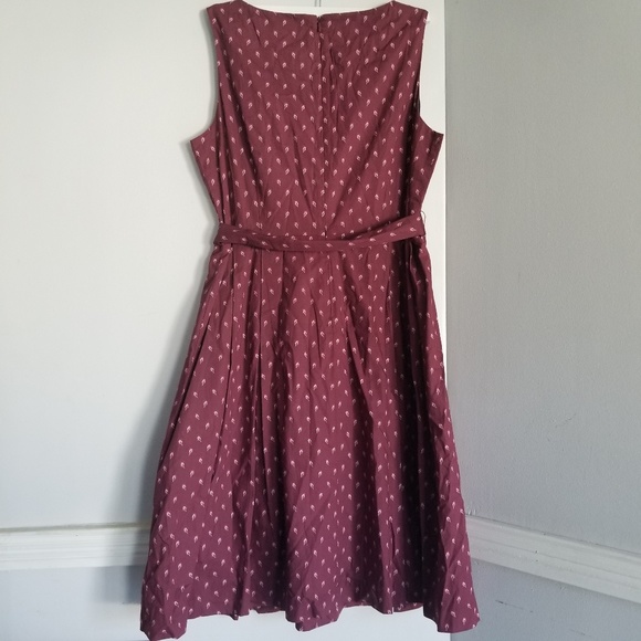 NWT LL Bean Signature poplin dress. 14 red wine - Picture 3 of 6